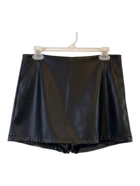 🪄SPYMASTER Faux Leather Skort Med Black Summer Going Out Skirt Shorts Moto Vegan